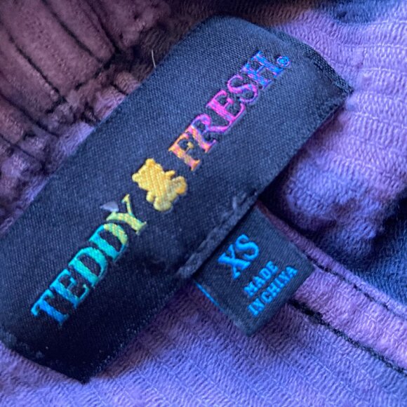 Purple Black Tie-Dye Corduroy Jogger Pants XS 100% Cotton (Teddy Fresh) - Picture 5 of 12